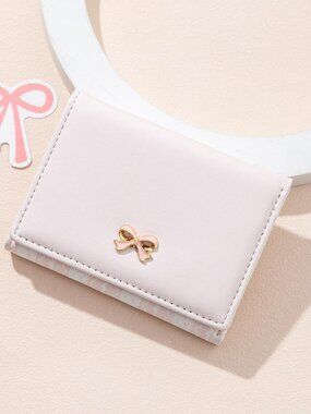 New Bow Small Wallet Pink Aesthetic w Card Slots ID Window Cute Fashion Classy